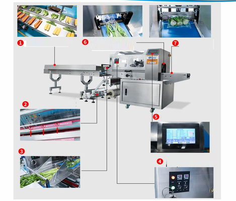 Horizontal Multi Packaging Machine Wrapping Flow Pack Vegetables
