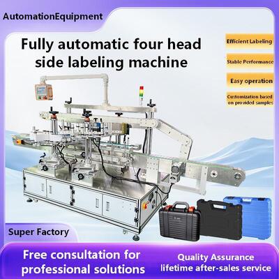 Manufacturer Customized CH-902F Fully Automatic Four Head Double Side Metal Toolbox Adhesive Sticker Front and Back Labeling Machine