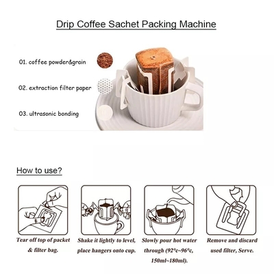 Automatic Bag Filling Packing Machine Hanging Ear Sachet Filter Drip Coffee Powder