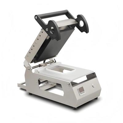 कॉम्पैक्ट डिज़ाइन स्टेनलेस स्टील इलेक्ट्रिकली हीटेड मैनुअल ट्रे सीलिंग मशीन DQ-1 प्लास्टिक कंटेनरों के लिए खाद्य और मांस पैकेज