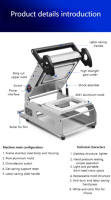 304 Stainless Steel Manual Food Tray Sealer FR160E with Compact Design and Tight Seal