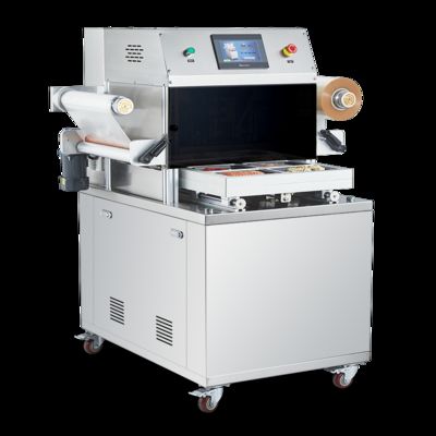 मैप पैकेजिंग के लिए खाद्य ग्रेड 304 स्टेनलेस स्टील और 6061 एनोडाइज्ड एल्यूमीनियम मोल्ड के साथ पूरी तरह से स्वचालित वैक्यूम स्किन सीलिंग मशीन