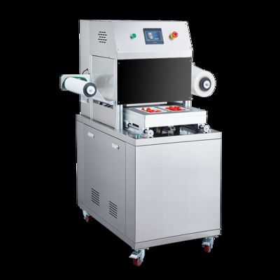 खाद्य ग्रेड स्टेनलेस स्टील और 6061 वैक्यूम विस्थापन पैकेजिंग के लिए एनोडाइज्ड एल्यूमीनियम मोल्ड के साथ स्वचालित वर्टिकल ट्रे सीलर DQ305L-V